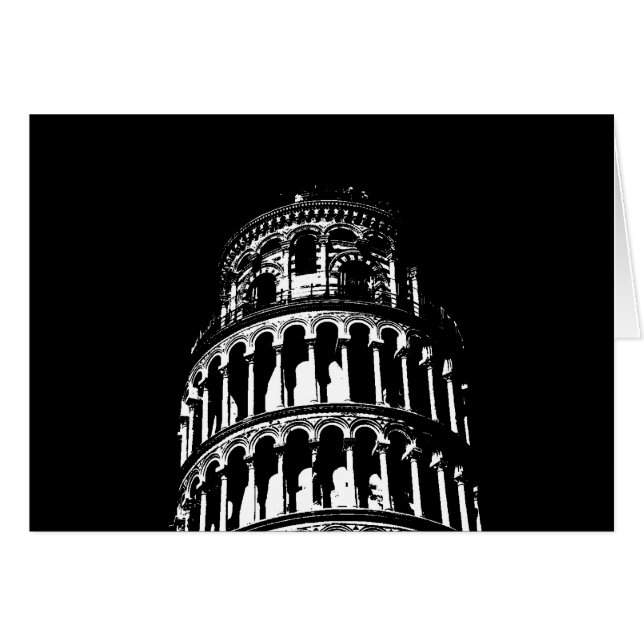 Black White Leaning Tower van Pisa Italië (Voorkant Horizontaal)