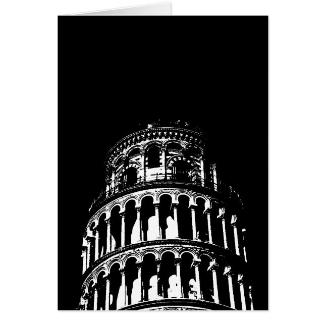 Black White Leaning Tower van Pisa Italië (Voorkant)