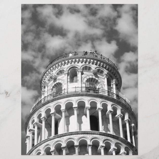 Black White Leaning Tower van Pisa Italië (Voorkant)