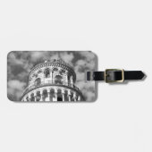 Black White Leaning Tower van Pisa Italië Bagagelabel (Voorkant horizontaal)