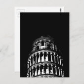 Black White Leaning Tower van Pisa Italië Briefkaart (Voorkant / Achterkant)