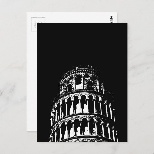 Black White Leaning Tower van Pisa Italië Briefkaart (Voorkant / Achterkant)