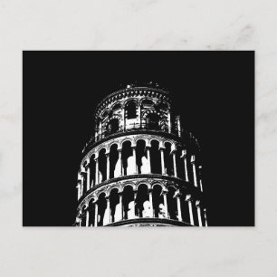Black White Leaning Tower van Pisa Italië Briefkaart