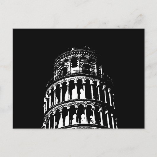 Black White Leaning Tower van Pisa Italië Briefkaart (Voorkant)