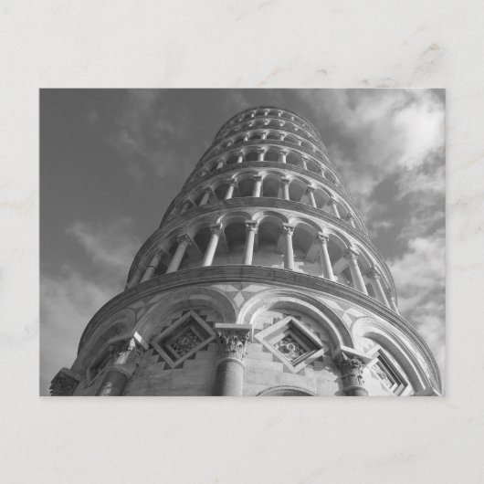 Black White Leaning Tower van Pisa Italië Briefkaart (Voorkant)
