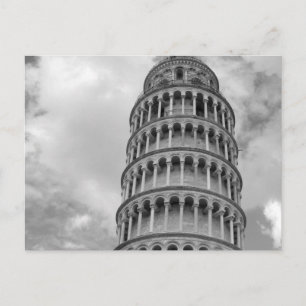 Black White Leaning Tower van Pisa Italië Briefkaart