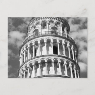 Black White Leaning Tower van Pisa Italië Briefkaart