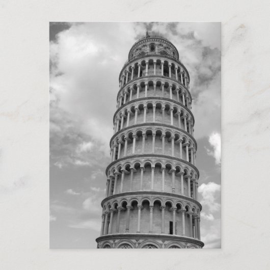 Black White Leaning Tower van Pisa Italië Briefkaart (Voorkant)