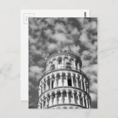 Black White Leaning Tower van Pisa Italië Briefkaart (Voorkant / Achterkant)
