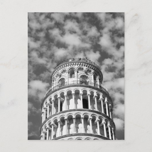 Black White Leaning Tower van Pisa Italië Briefkaart (Voorkant)