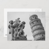 Black White Leaning Tower van Pisa Italië Briefkaart (Voorkant / Achterkant)