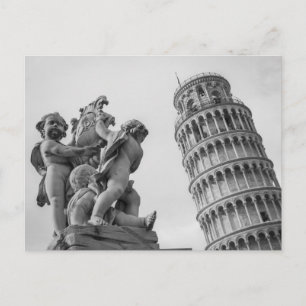 Black White Leaning Tower van Pisa Italië Briefkaart