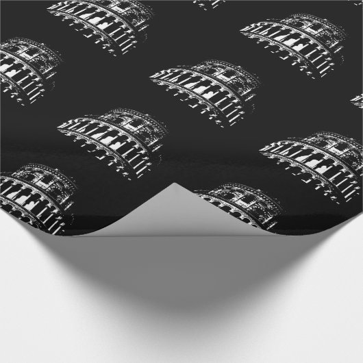 Black White Leaning Tower van Pisa Italië Cadeaupapier (Hoek)