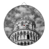Black White Leaning Tower van Pisa Italië Dartbord (Voorkant)
