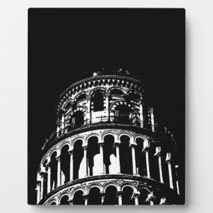 Black White Leaning Tower van Pisa Italië Fotoplaat