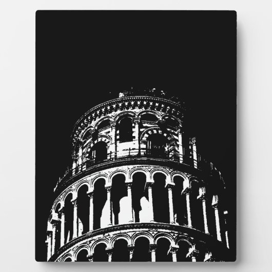 Black White Leaning Tower van Pisa Italië Fotoplaat (Voorkant)