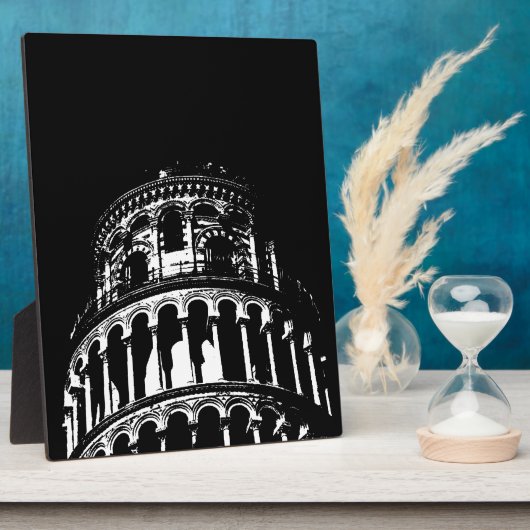 Black White Leaning Tower van Pisa Italië Fotoplaat (Zijkant)