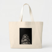 Black White Leaning Tower van Pisa Italië Grote Tote Bag (Voorkant)