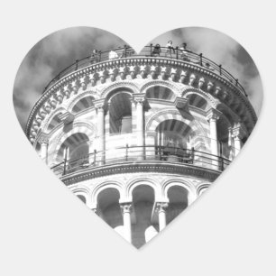 Black White Leaning Tower van Pisa Italië Hart Sticker