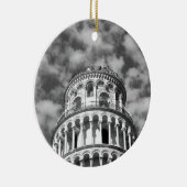 Black White Leaning Tower van Pisa Italië Keramisch Ornament (Rechts)