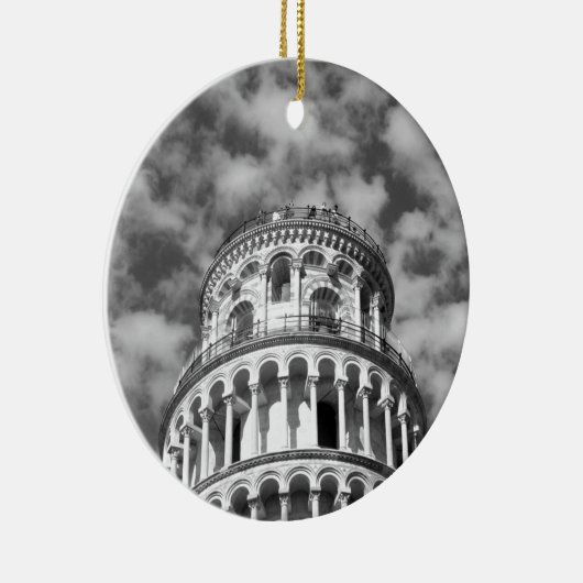 Black White Leaning Tower van Pisa Italië Keramisch Ornament (Rechts)