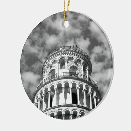 Black White Leaning Tower van Pisa Italië Keramisch Ornament (Links)