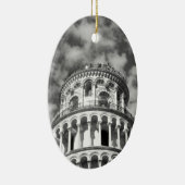 Black White Leaning Tower van Pisa Italië Keramisch Ornament (Rechts)
