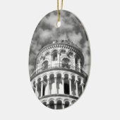 Black White Leaning Tower van Pisa Italië Keramisch Ornament (Links)