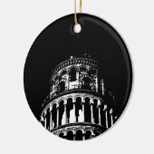 Black White Leaning Tower van Pisa Italië Keramisch Ornament (Links)