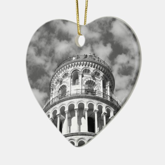 Black White Leaning Tower van Pisa Italië Keramisch Ornament (Links)