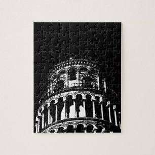 Black White Leaning Tower van Pisa Italië Legpuzzel