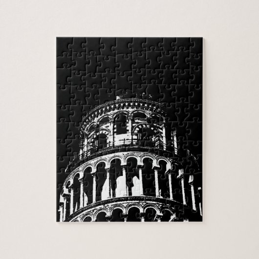 Black White Leaning Tower van Pisa Italië Legpuzzel (Verticaal)