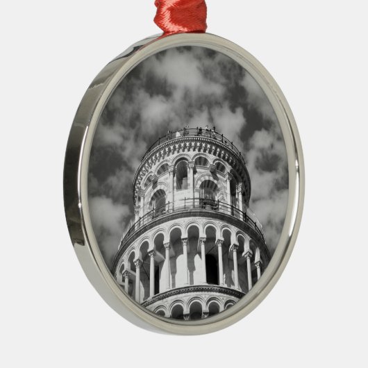 Black White Leaning Tower van Pisa Italië Metalen Ornament (Rechts)