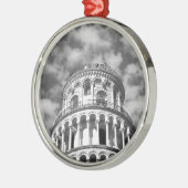 Black White Leaning Tower van Pisa Italië Metalen Ornament (Links)