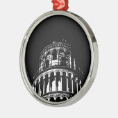 Black White Leaning Tower van Pisa Italië Metalen Ornament (Links)