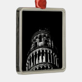 Black White Leaning Tower van Pisa Italië Metalen Ornament (Rechts)