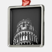 Black White Leaning Tower van Pisa Italië Metalen Ornament (Links)