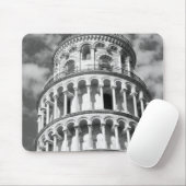 Black White Leaning Tower van Pisa Italië Muismat (Met muis)