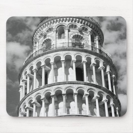 Black White Leaning Tower van Pisa Italië Muismat (Voorkant)