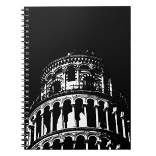 Black White Leaning Tower van Pisa Italië Notitieboek