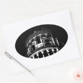 Black White Leaning Tower van Pisa Italië Ovale Sticker (Envelop)