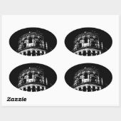 Black White Leaning Tower van Pisa Italië Ovale Sticker (Vel)