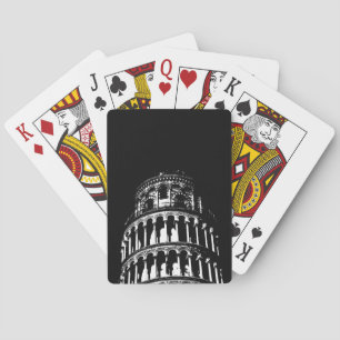 Black White Leaning Tower van Pisa Italië Pokerkaarten