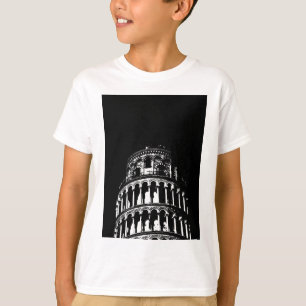 Black White Leaning Tower van Pisa Italië T-shirt