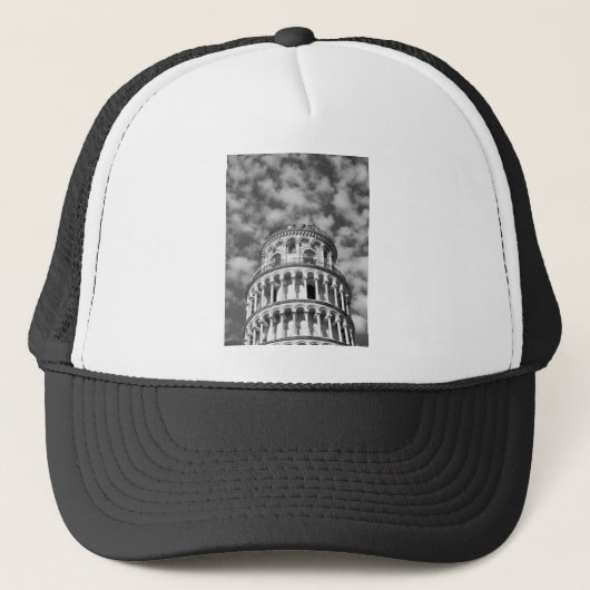 Black White Leaning Tower van Pisa Italië Trucker Pet (Voorkant)