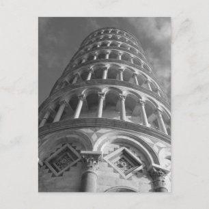 Black White Leaning Tower van Pisa van onder Itali Briefkaart