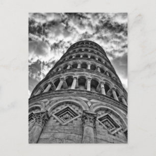 Black White Leaning Tower van Pisa van onder Itali Briefkaart
