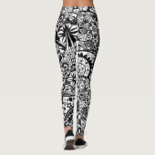 Black White Leggings Spring Floral (Achterkant)