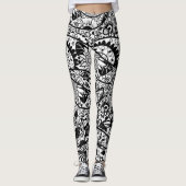 Black White Leggings Spring Floral (Voorkant)