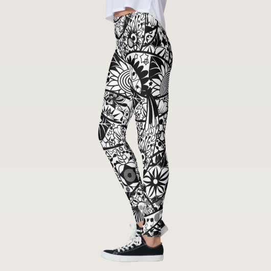 Black White Leggings Spring Floral (Links)